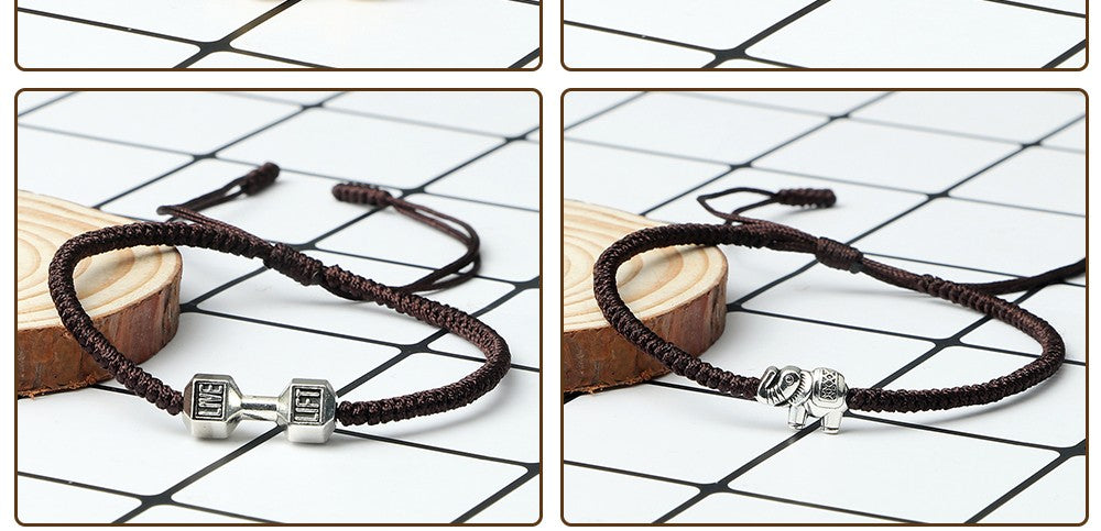 Tibetan Buddhist Charm Bracelets & Bangles Lucky Buddha Elephant Dumbbell Beaded