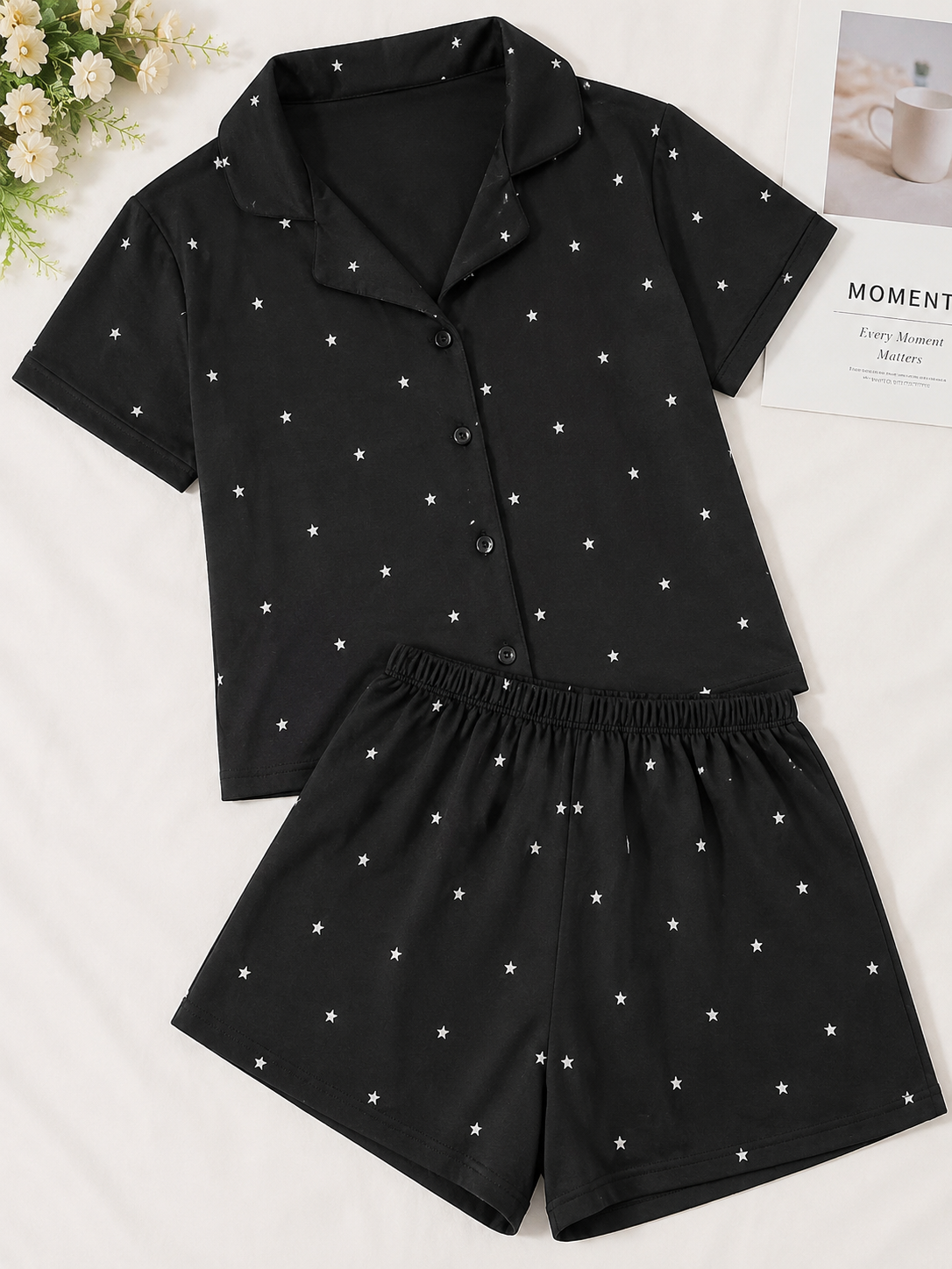 Conjunto de mujer negro de estrellas de 2 pieza