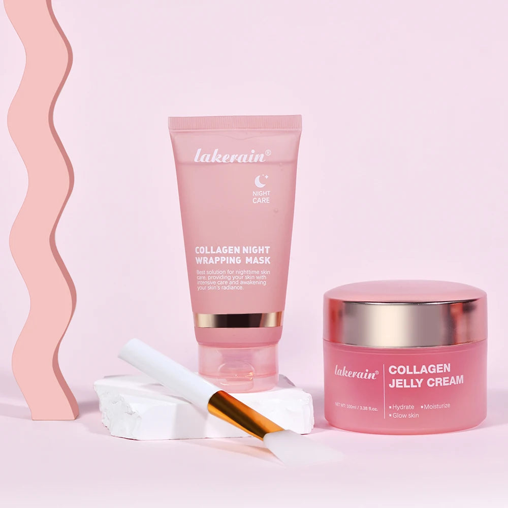 Collagen Jelly Cream Hydrolyzed Collagen Overnight Facial Mask Wrapping Peel-Off Mask Hydrating Firming Moisturizing SkinCare