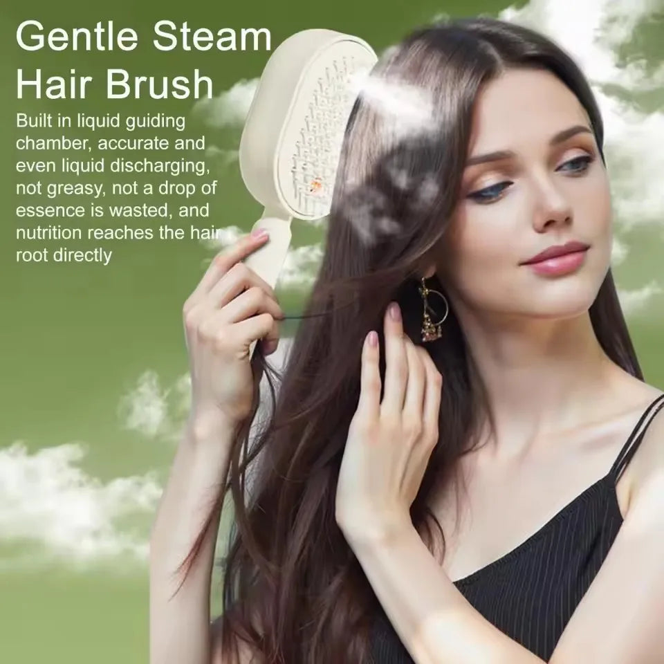 Electric Spray Hair Brush 2-In-1 Misting Hair Brush With Water Spray Reduce Frizz Anti-Static Retractable Steam Massage Comb